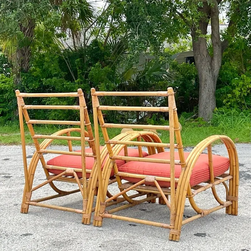 Vintage Coastal Bent Bamboo Arch Lounge Chairs - a Pair — additional photo 4