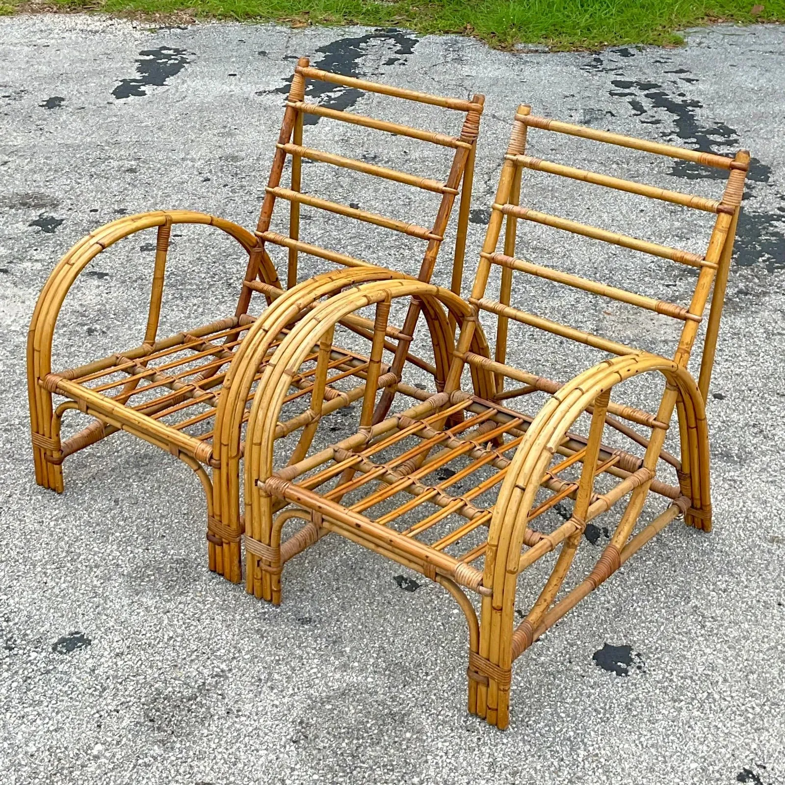 Vintage Coastal Bent Bamboo Arch Lounge Chairs - a Pair — additional photo 8