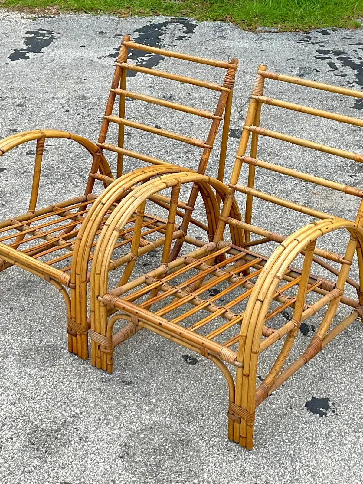 Vintage Coastal Bent Bamboo Arch Lounge Chairs - a Pair — additional photo 7