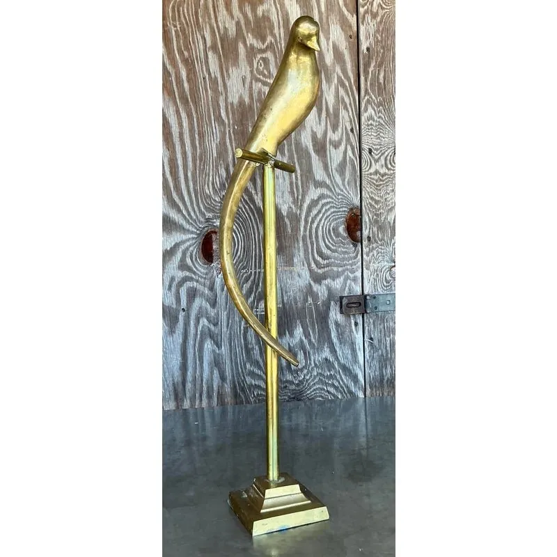 Vintage Boho Brass Bird on a Perch — additional photo 5