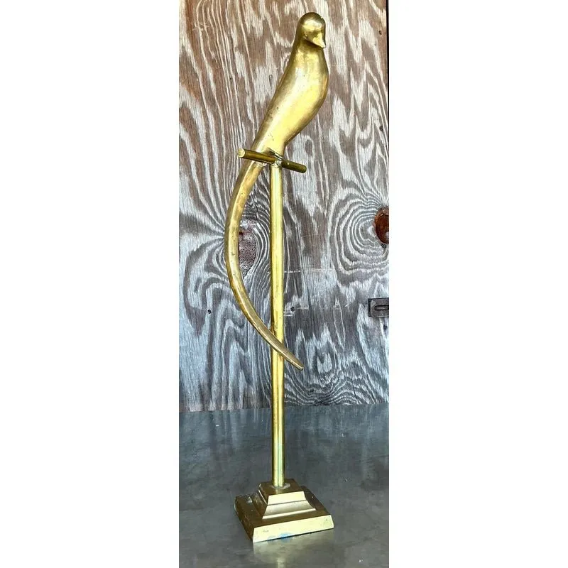 Vintage Boho Brass Bird on a Perch — additional photo 2