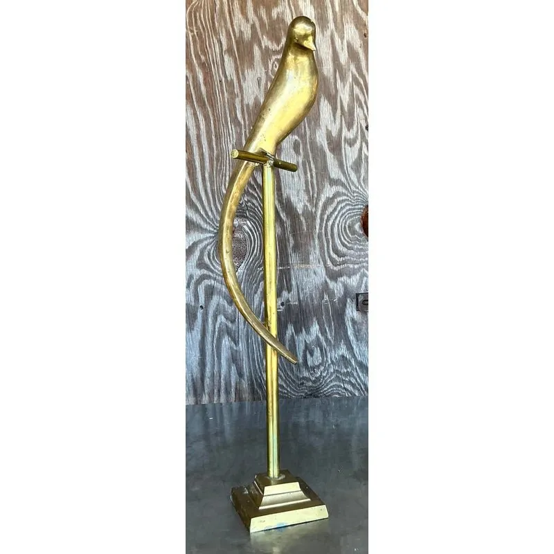 Vintage Boho Brass Bird on a Perch — additional photo 3