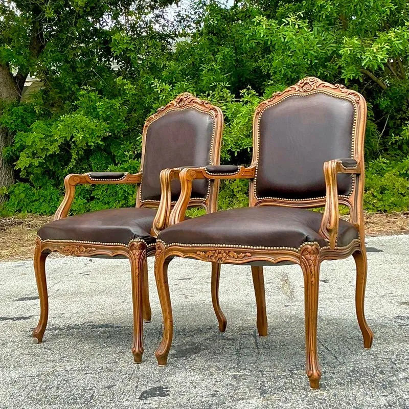 Vintage Italian Regency Leather Fauteiul Chairs - a Pair — additional photo 5