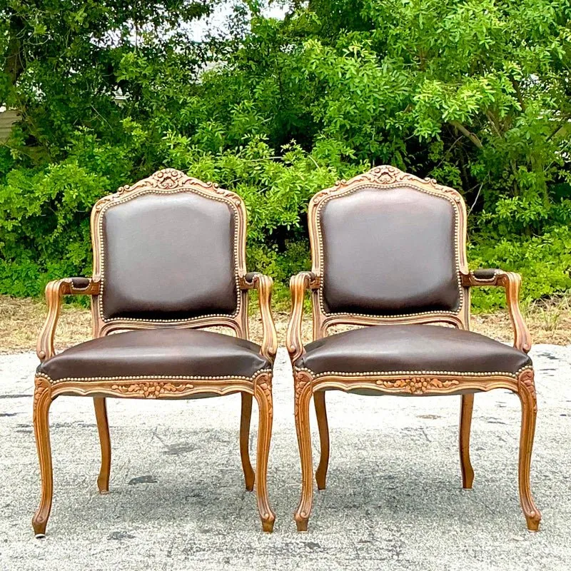 Vintage Italian Regency Leather Fauteiul Chairs - a Pair — additional photo 2