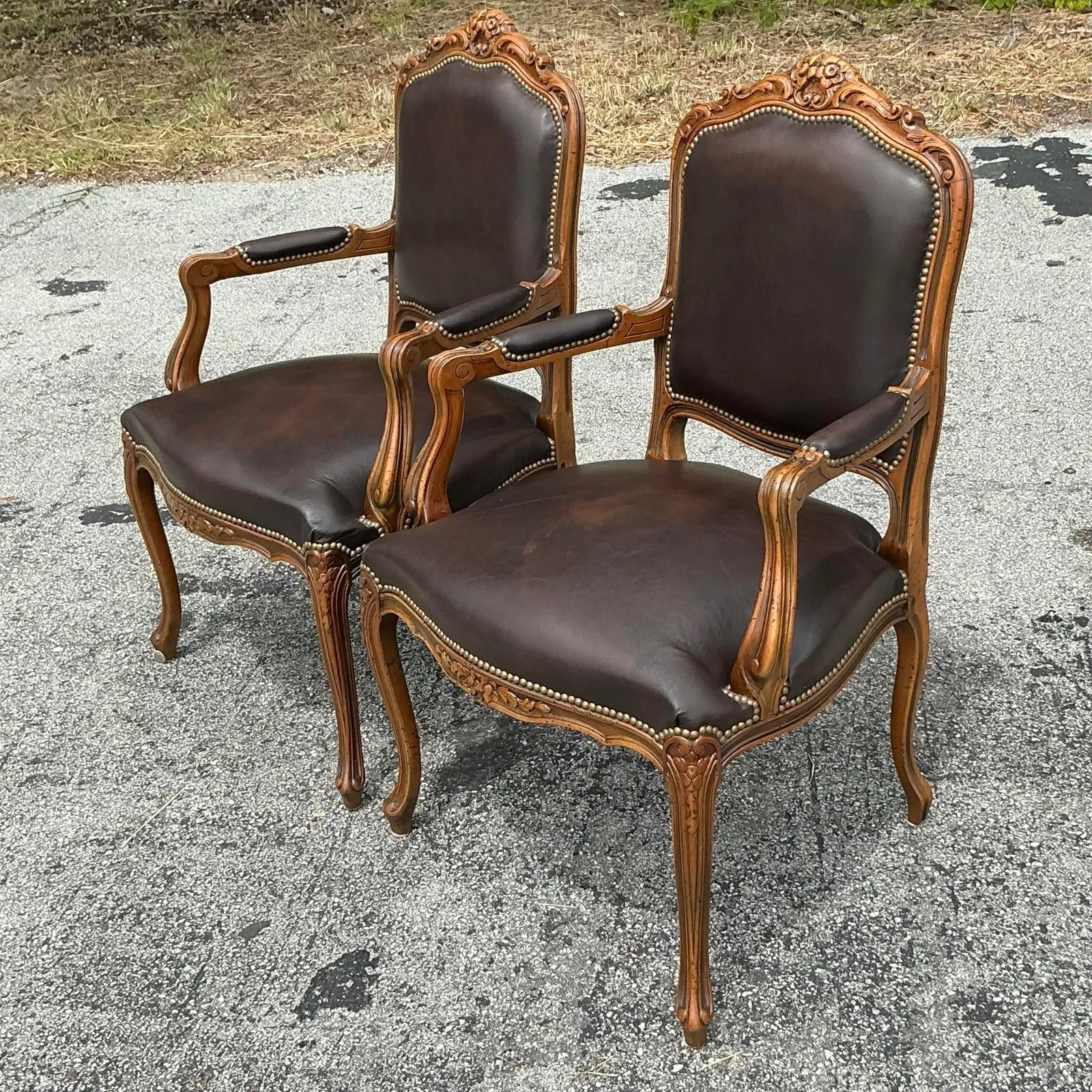 Vintage Italian Regency Leather Fauteiul Chairs - a Pair — additional photo 6