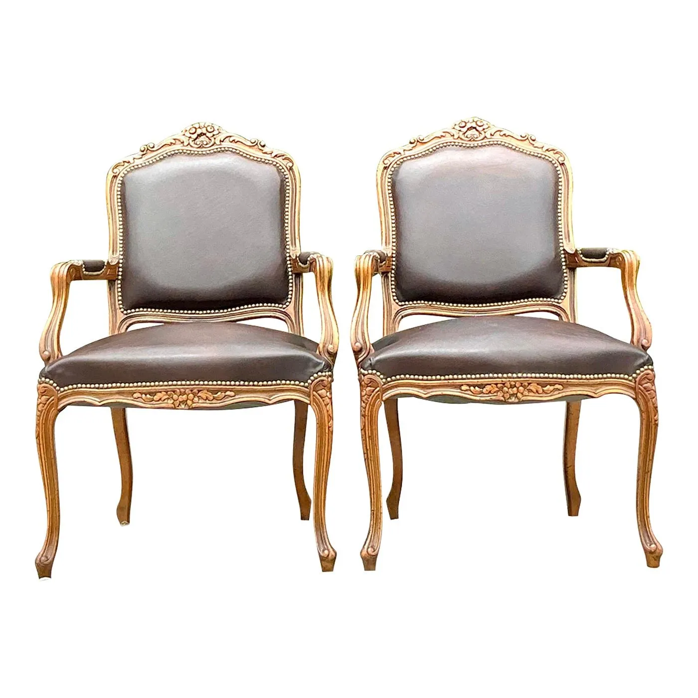 Vintage Italian Regency Leather Fauteiul Chairs - a Pair — additional photo 1