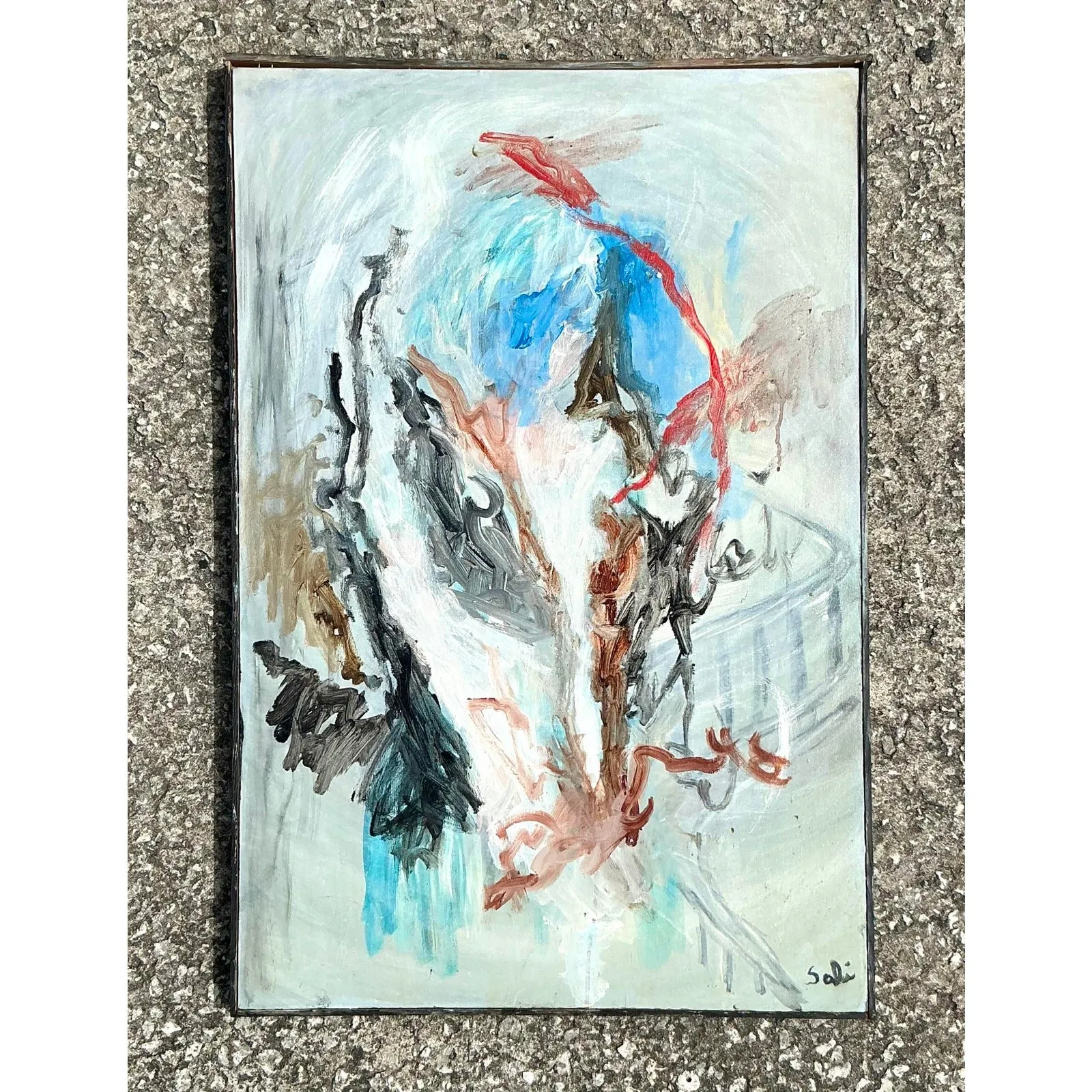 Vintage Boho Original Abstract Oil Painting on Canvas - Canvas, 24.5W x 36.5H — additional photo 6