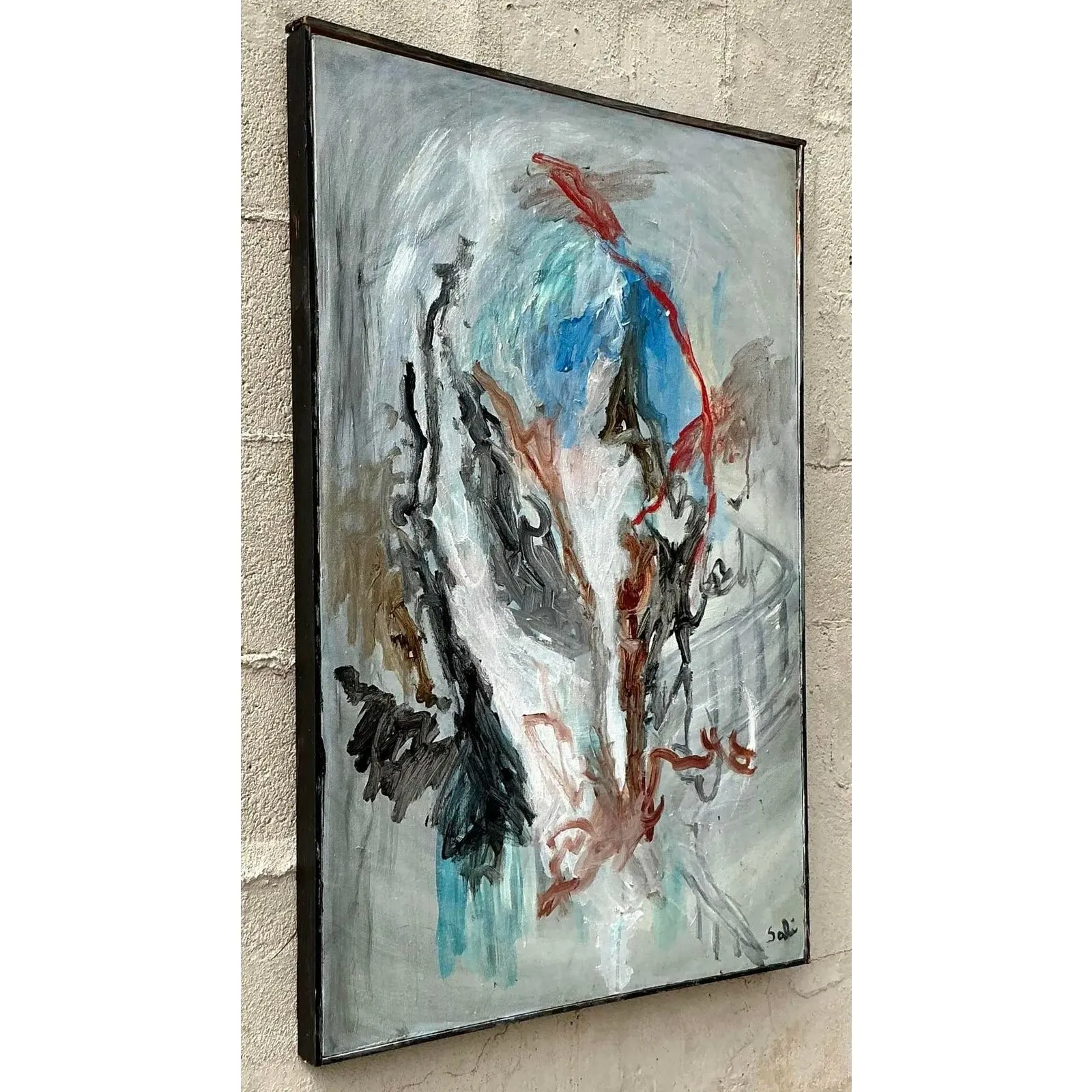 Vintage Boho Original Abstract Oil Painting on Canvas - Canvas, 24.5W x 36.5H — additional photo 8