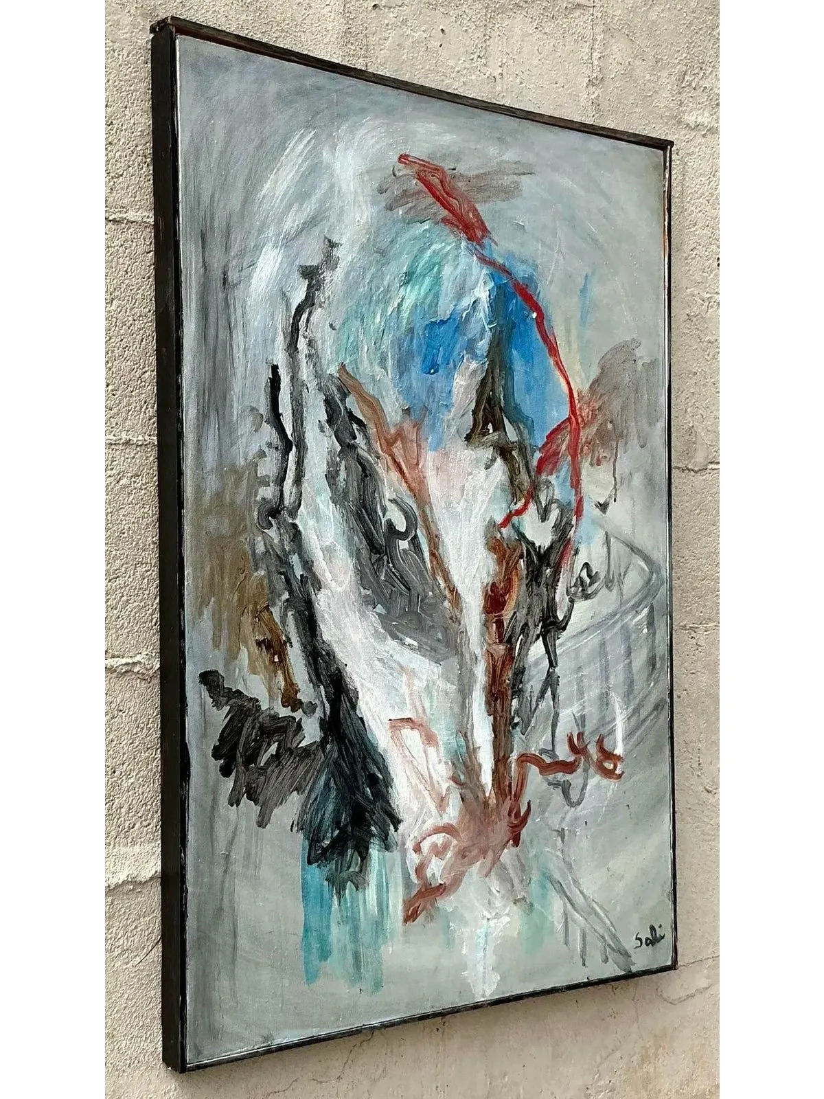 Vintage Boho Original Abstract Oil Painting on Canvas - Canvas, 24.5W x 36.5H — additional photo 7