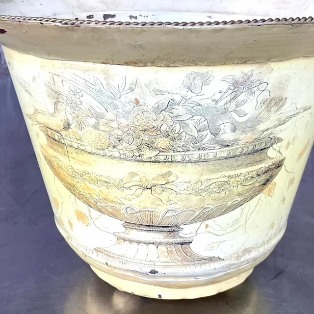 Vintage French Toile Metal Cache Pots - a Pair — additional photo 6