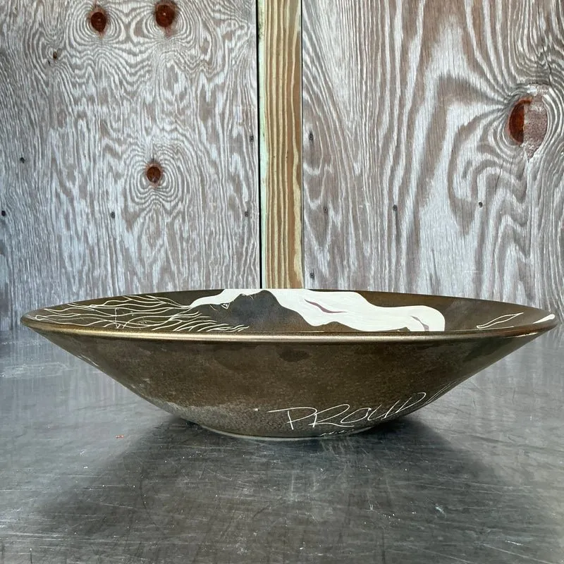 Vintage Boho Hand Painted Nude Ceramic Bowl — additional photo 6