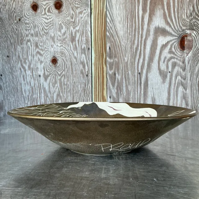 Vintage Boho Hand Painted Nude Ceramic Bowl — additional photo 7