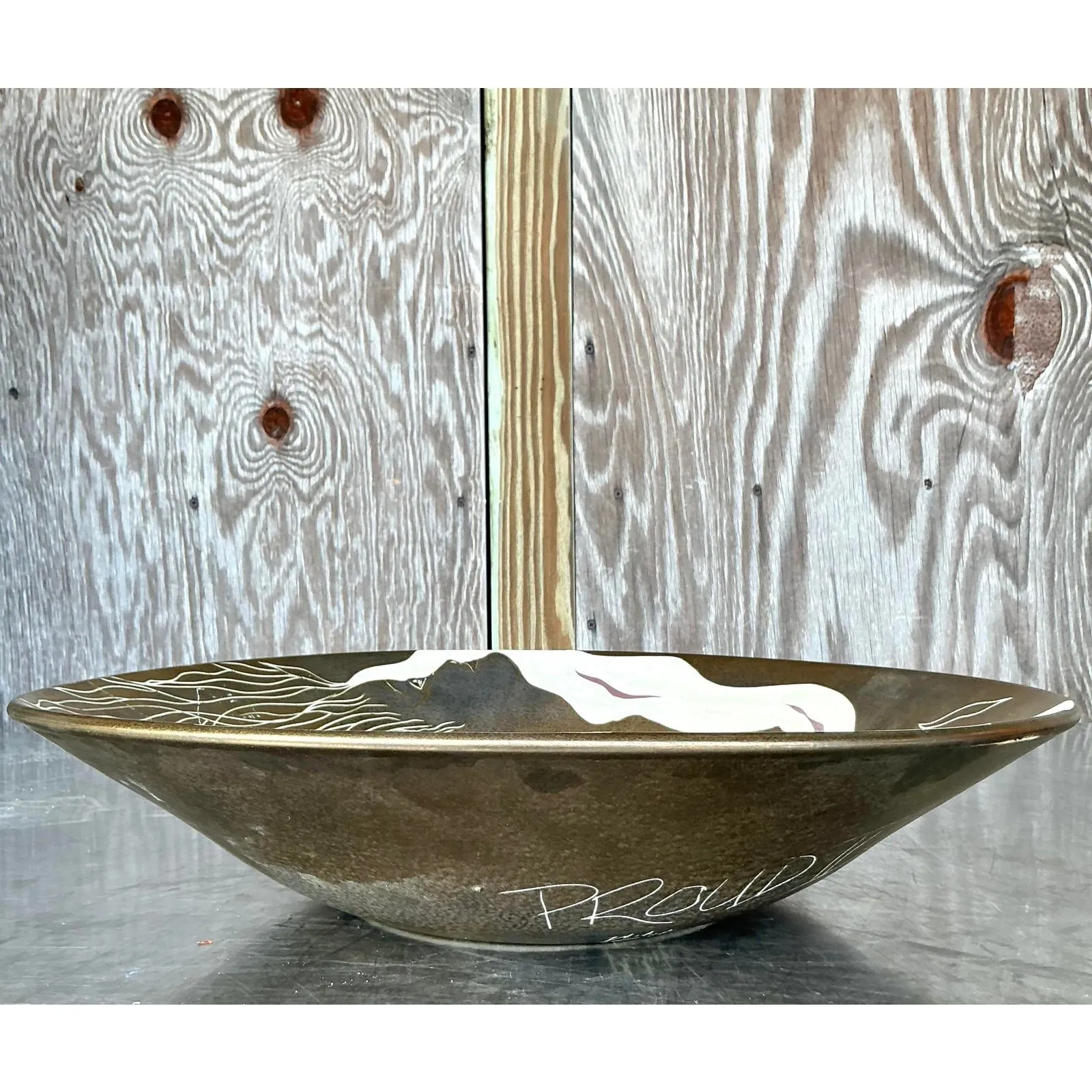 Vintage Boho Hand Painted Nude Ceramic Bowl — additional photo 8