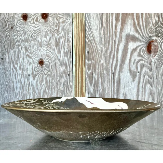 Vintage Boho Hand Painted Nude Ceramic Bowl — additional photo 8