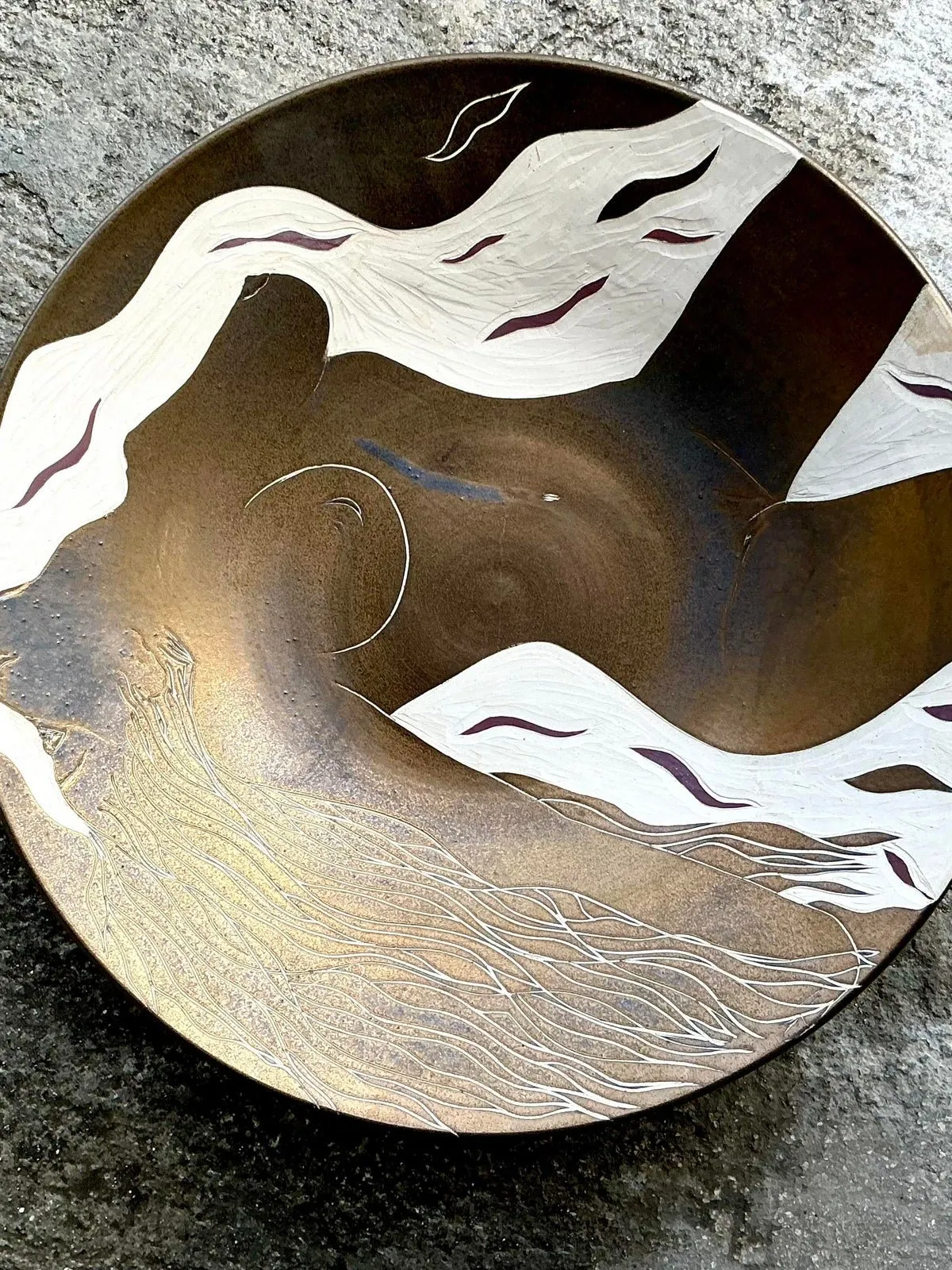 Vintage Boho Hand Painted Nude Ceramic Bowl — additional photo 2