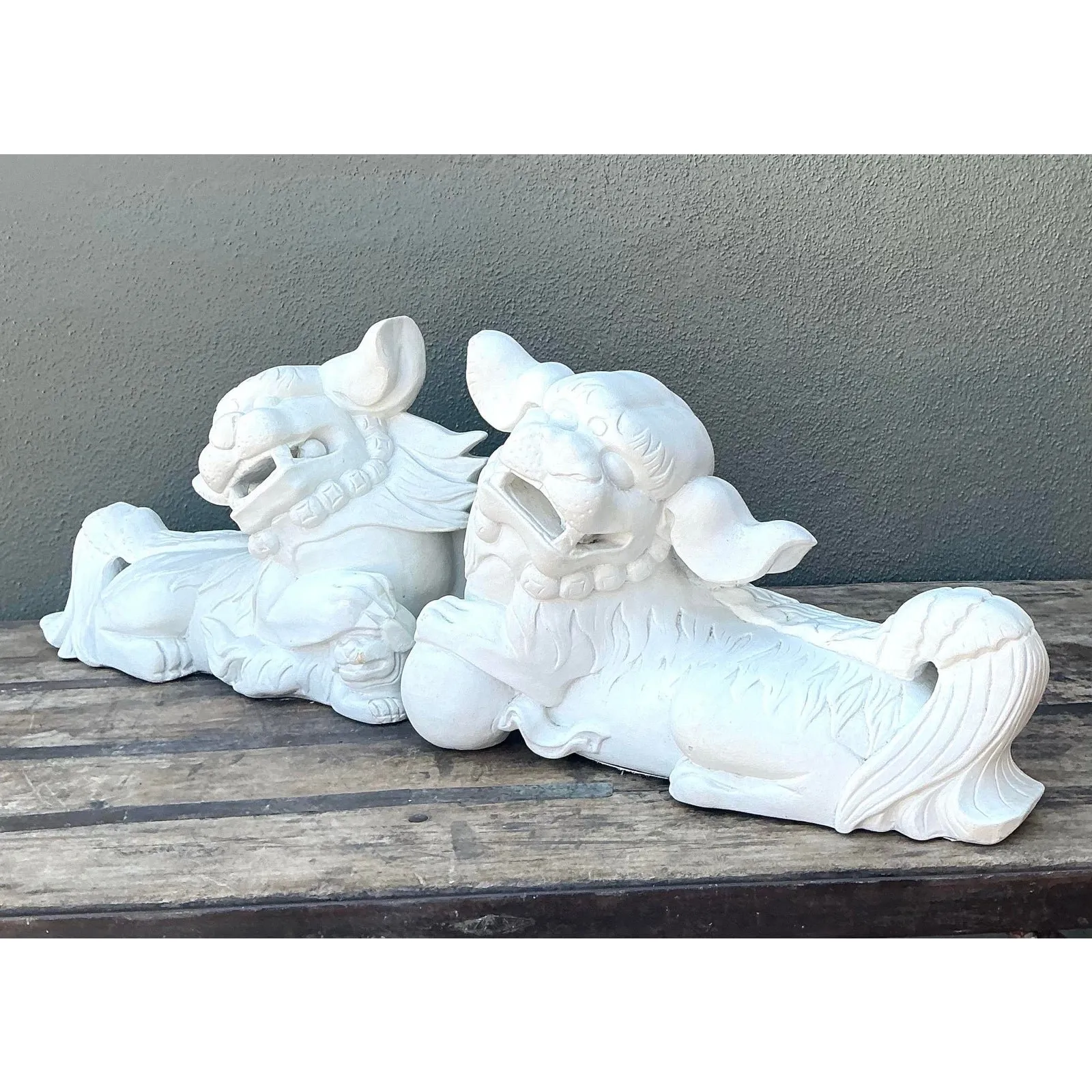 Vintage Cast Concrete Foo Dogs - Set of 2 — additional photo 7