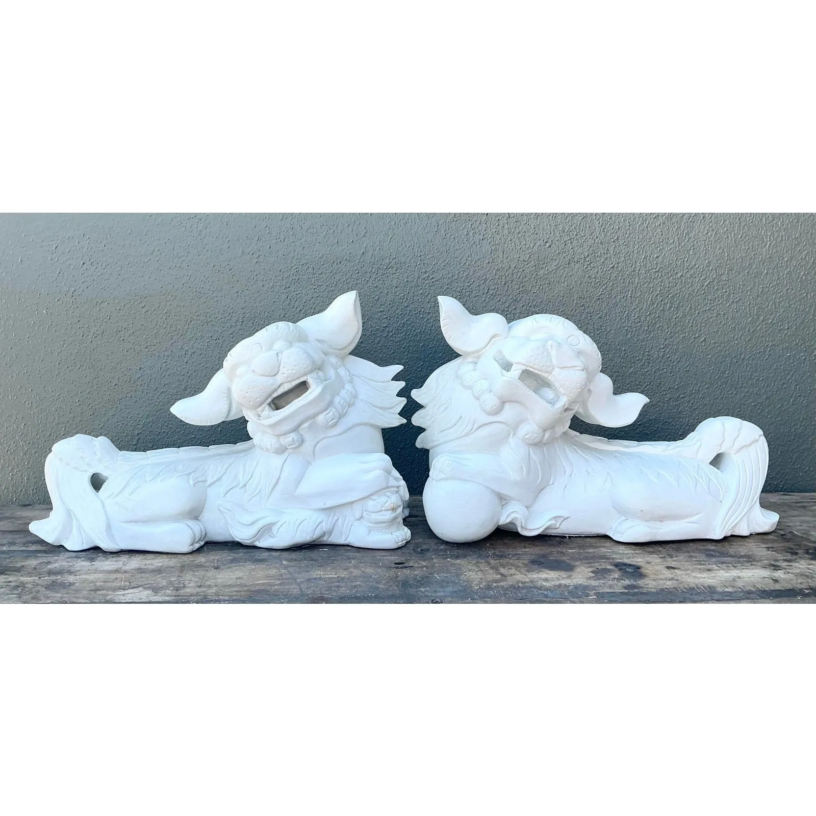 Vintage Cast Concrete Foo Dogs - Set of 2 — additional photo 8