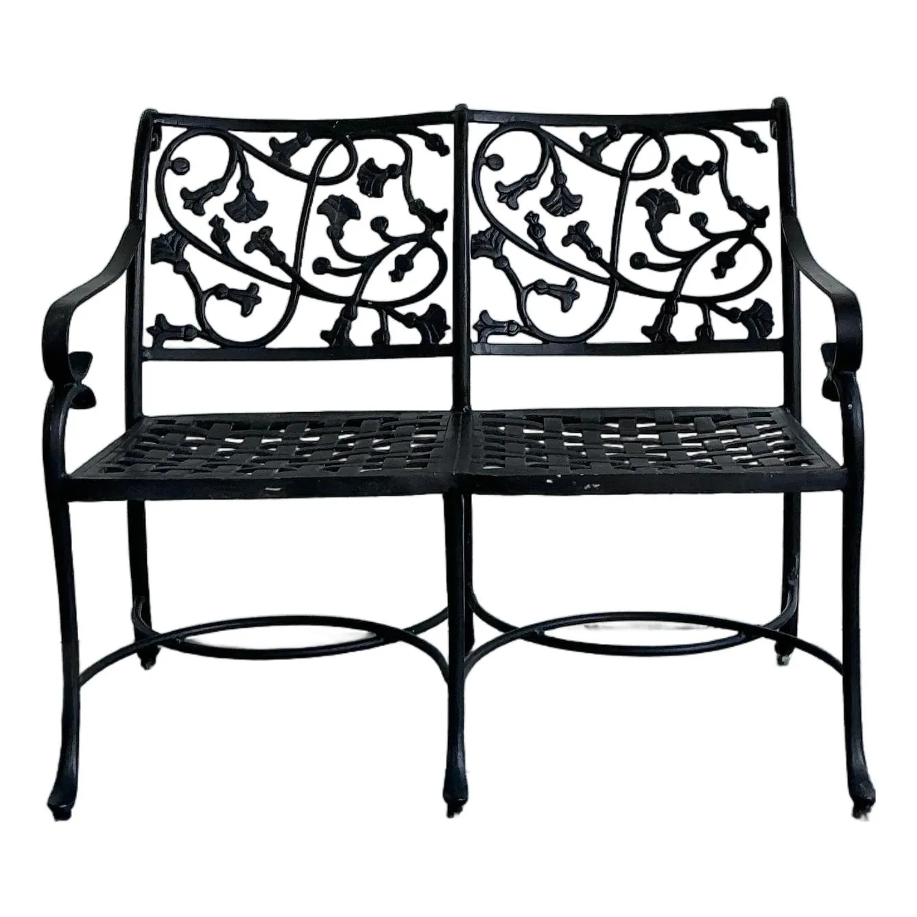 Vintage Wrought Iron Ivy Bench — additional photo 1