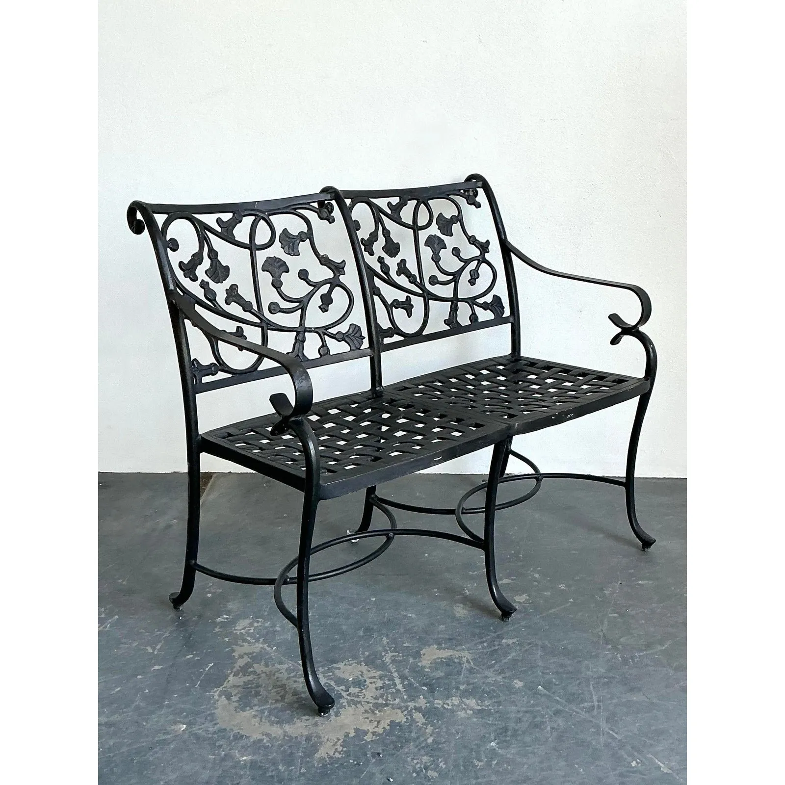 Vintage Wrought Iron Ivy Bench — additional photo 7