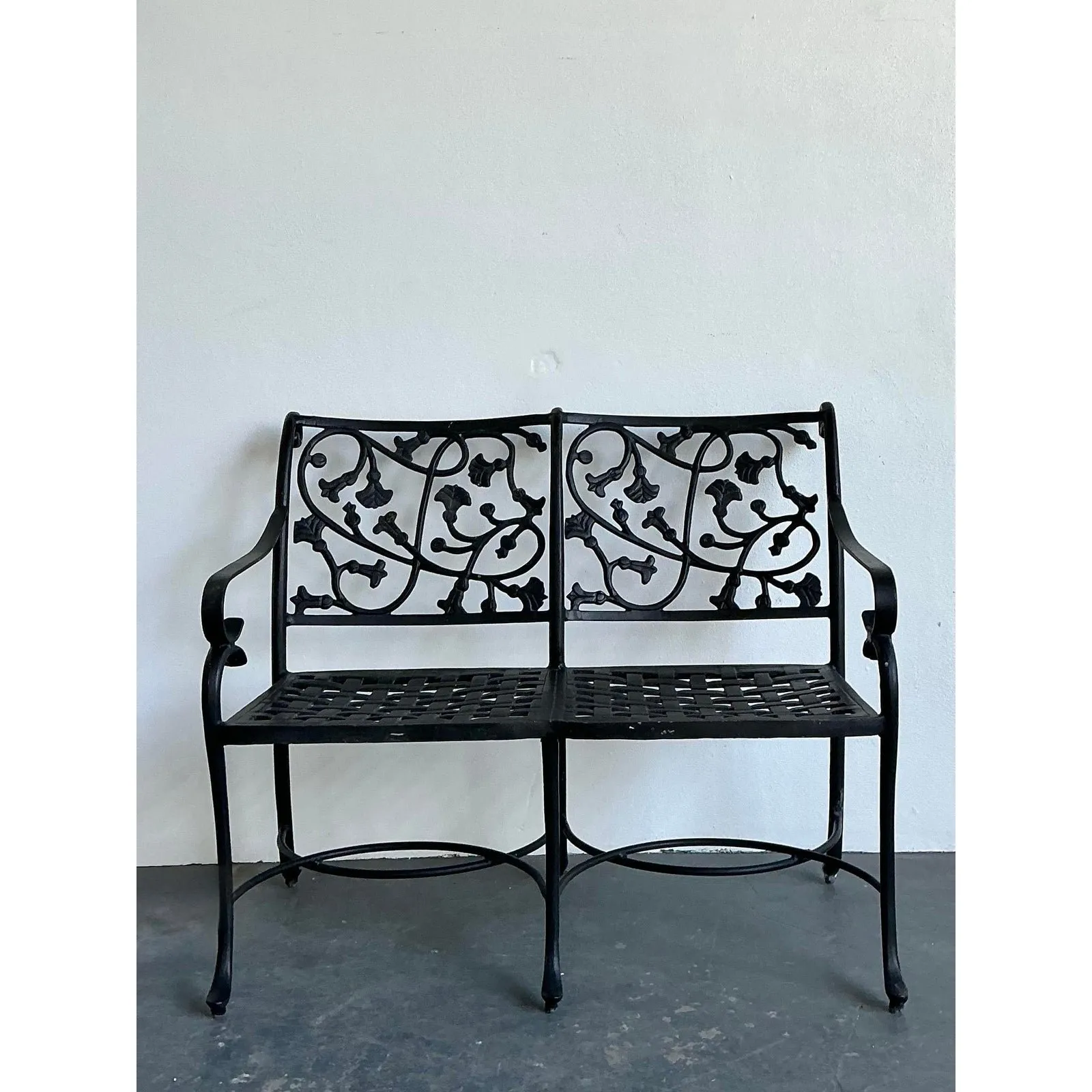 Vintage Wrought Iron Ivy Bench — additional photo 2