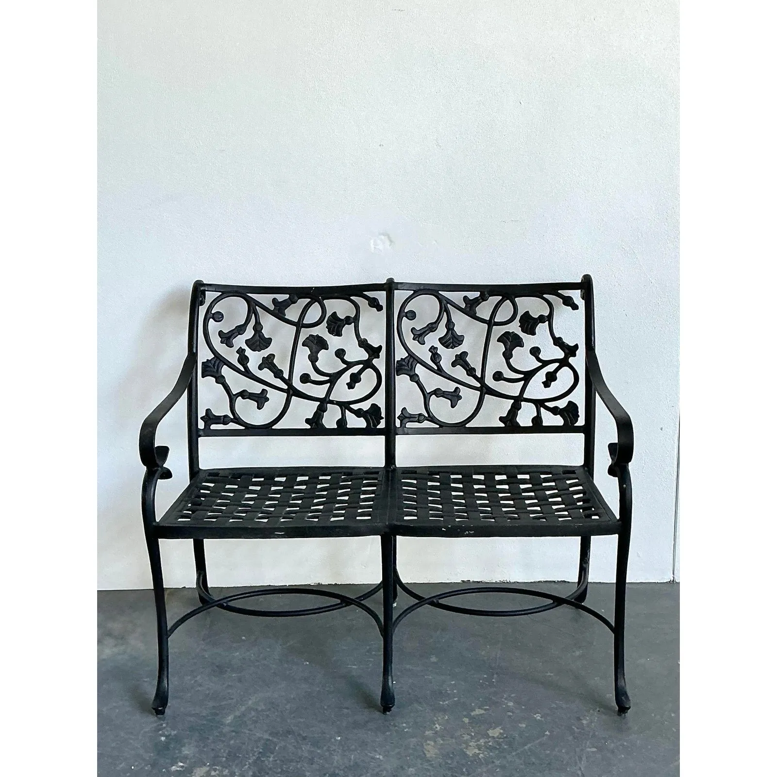 Vintage Wrought Iron Ivy Bench — additional photo 4