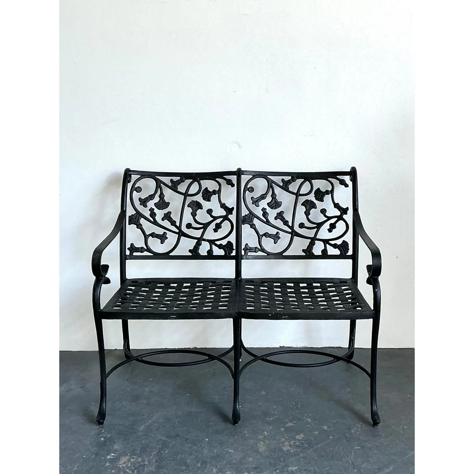Vintage Wrought Iron Ivy Bench — additional photo 3