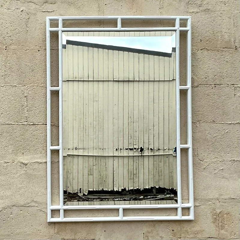 Vintage Coastal Carved Bamboo Mirror - Wood, 30W x 42H — additional photo 3