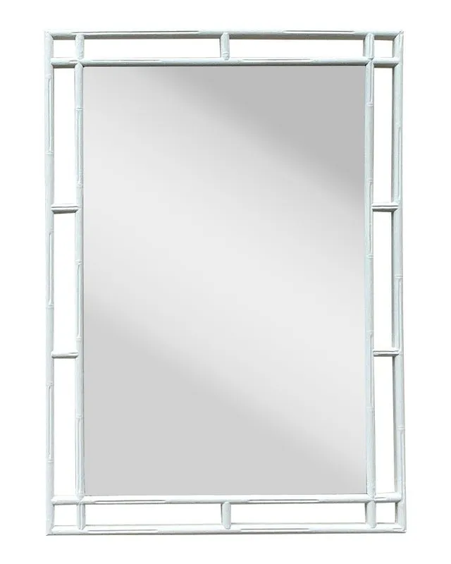 Vintage Coastal Carved Bamboo Mirror - Wood, 30W x 42H