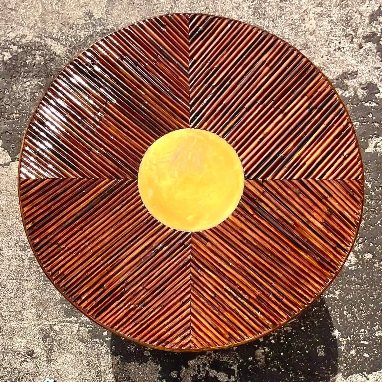 1970s Vintage Coastal Rattan and Brass Dining Table After Vivai Del Sud — additional photo 7
