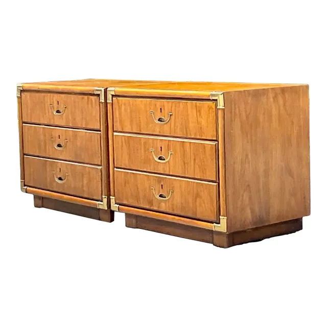 1980s Vintage Boho Drexel Campaign Nightstands - a Pair — additional photo 1