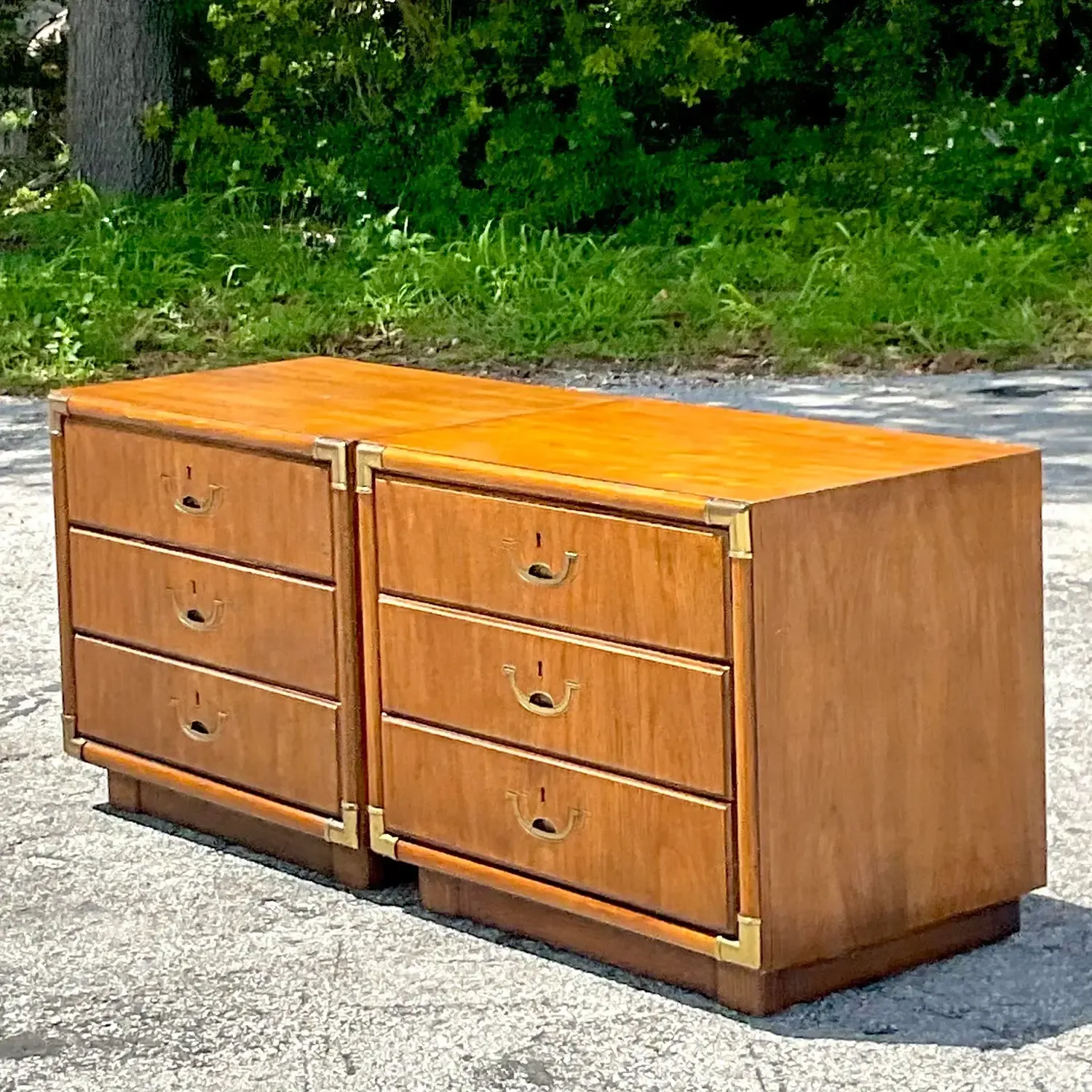 1980s Vintage Boho Drexel Campaign Nightstands - a Pair — additional photo 3
