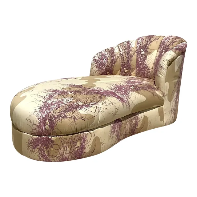 1980s Vintage Custom Channel Tufted Chaise Lounge — additional photo 1