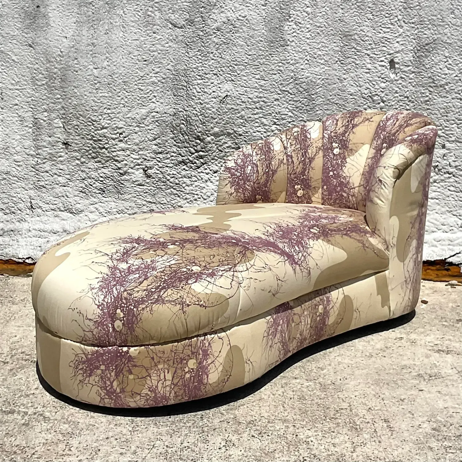 1980s Vintage Custom Channel Tufted Chaise Lounge — additional photo 3