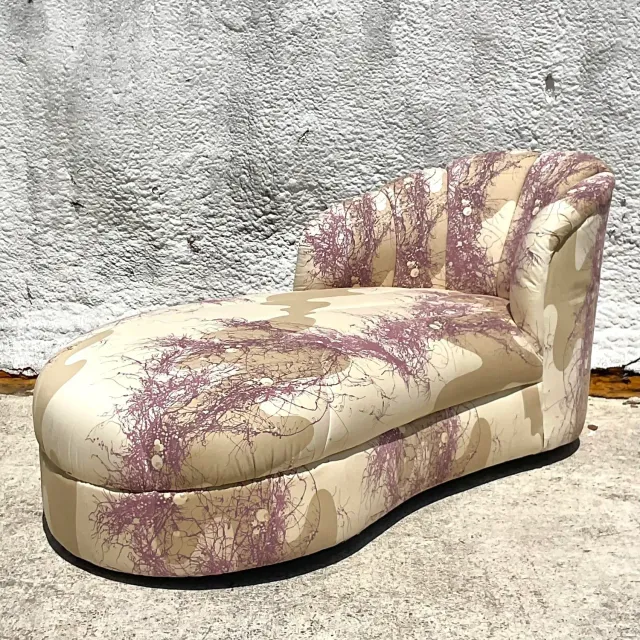 1980s Vintage Custom Channel Tufted Chaise Lounge — additional photo 4