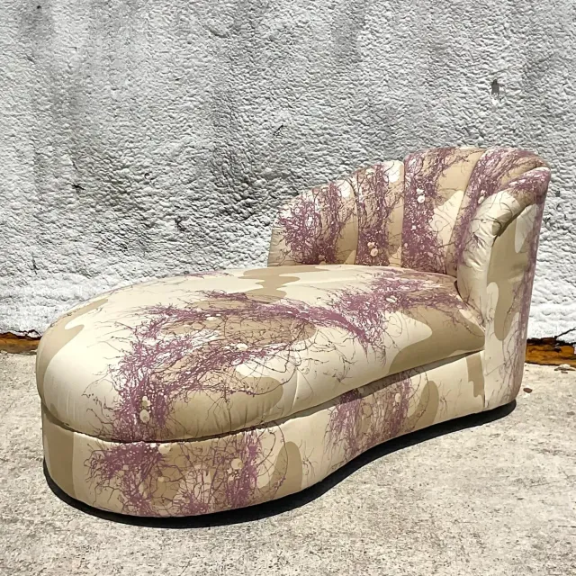 1980s Vintage Custom Channel Tufted Chaise Lounge — additional photo 5