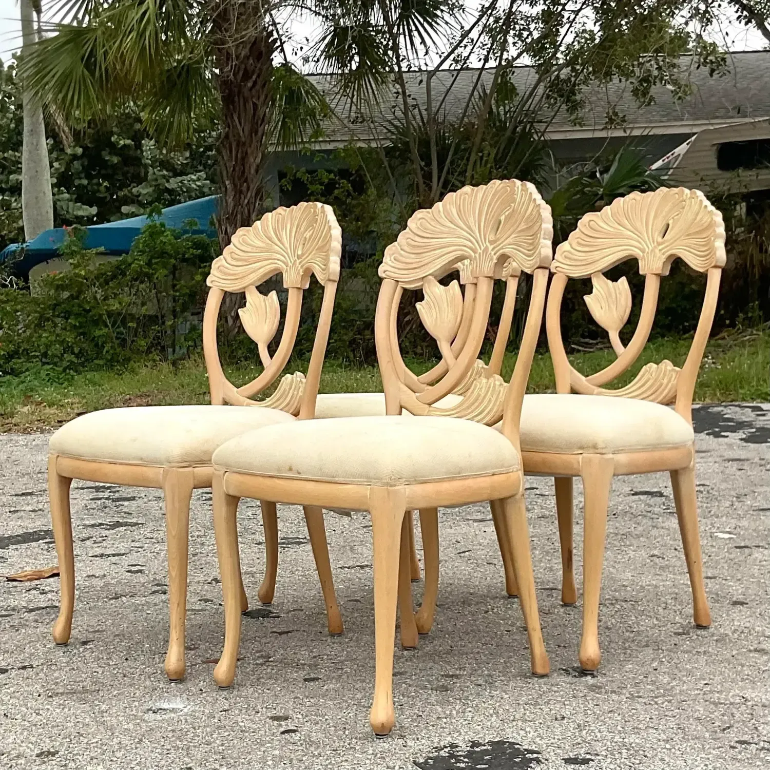1990s Vintage Coastal Andre Originals Carved Lily Dining Table Pedestal — additional photo 8
