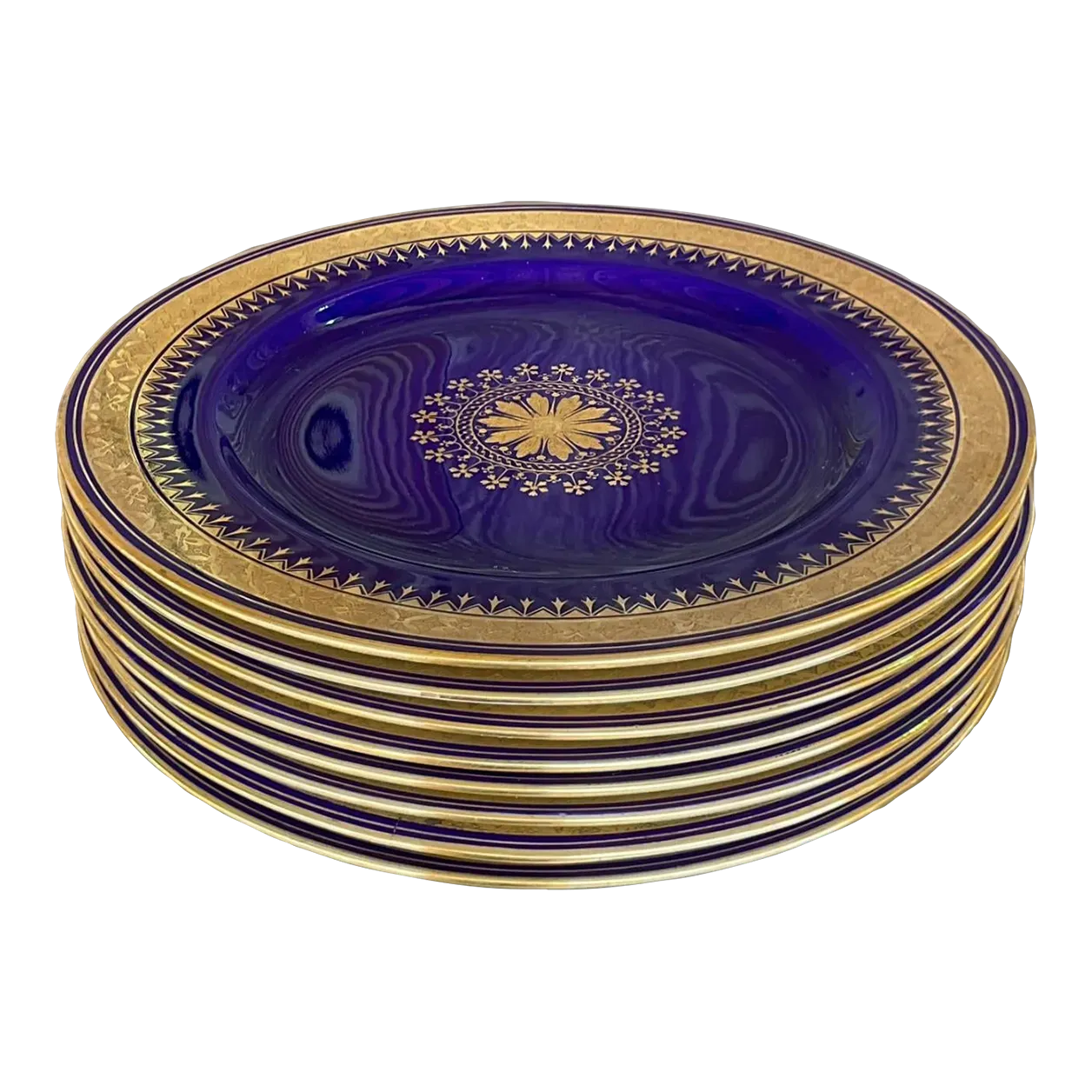 19th Century Minton Cobalt Dessert Plates - Set of 8