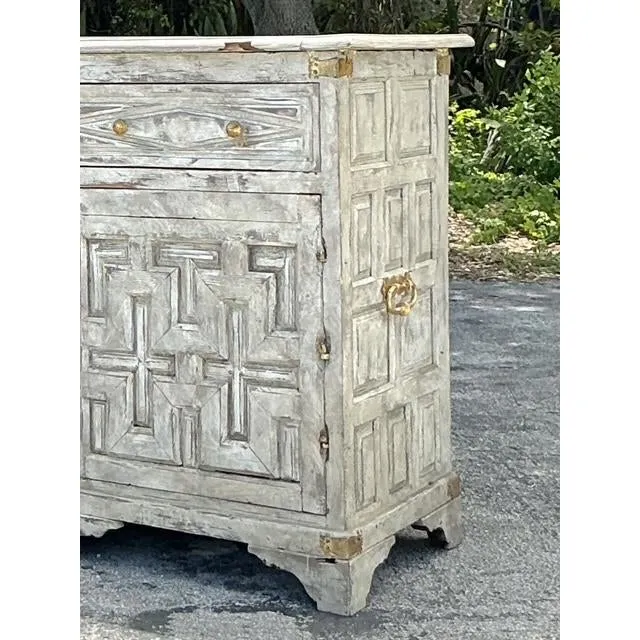 Antique Boho 19th Century Carved Tall Credenza — additional photo 1