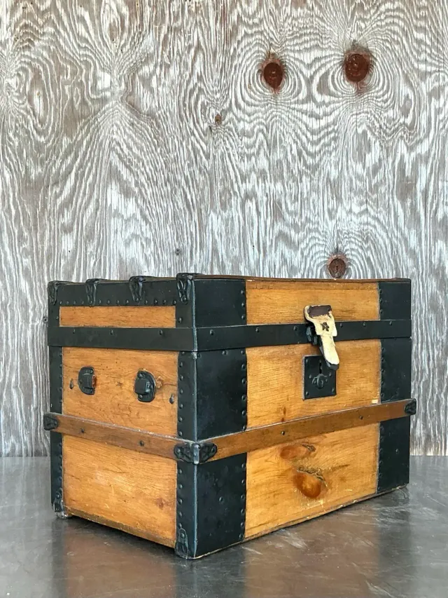 Antique Boho 19th Century Travel Trunk — additional photo 7