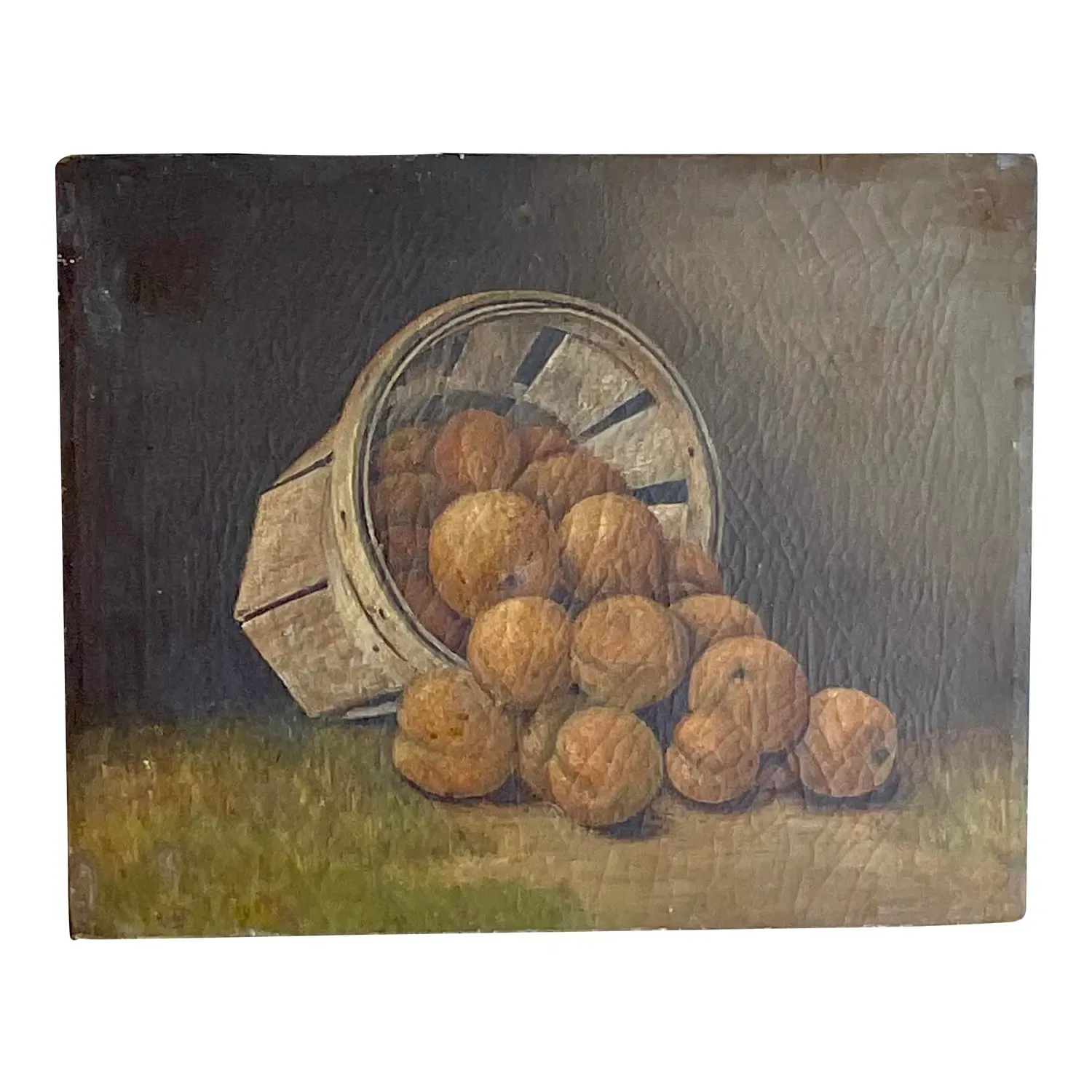 Antique Original Still Life Oil Painting on Canvas of Peaches — additional photo 1