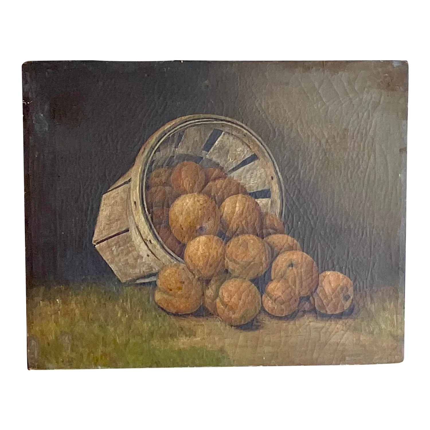 Antique Original Still Life Oil Painting on Canvas of Peaches — additional photo 4