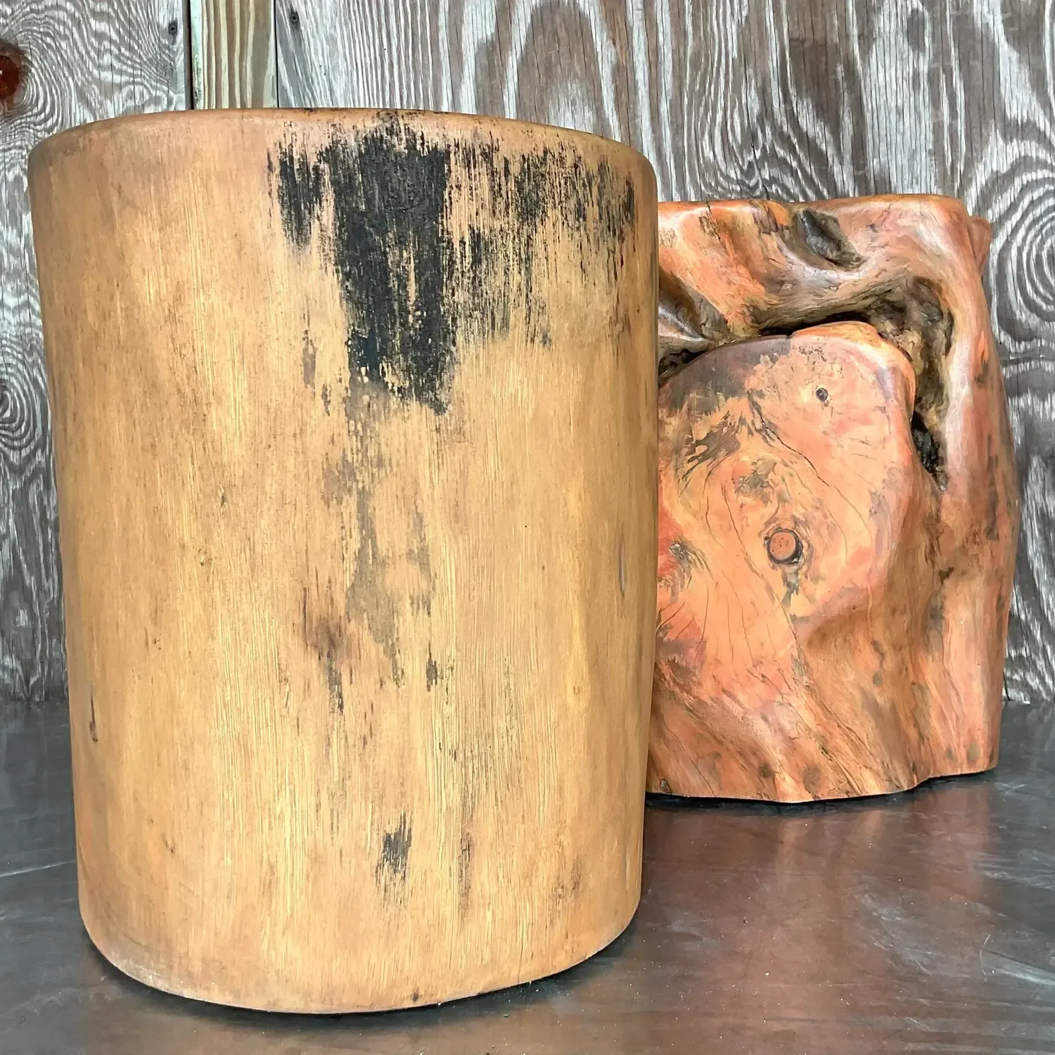 Boho Colored Tree Trunk Drinks Tables - Set of 2 — additional photo 1