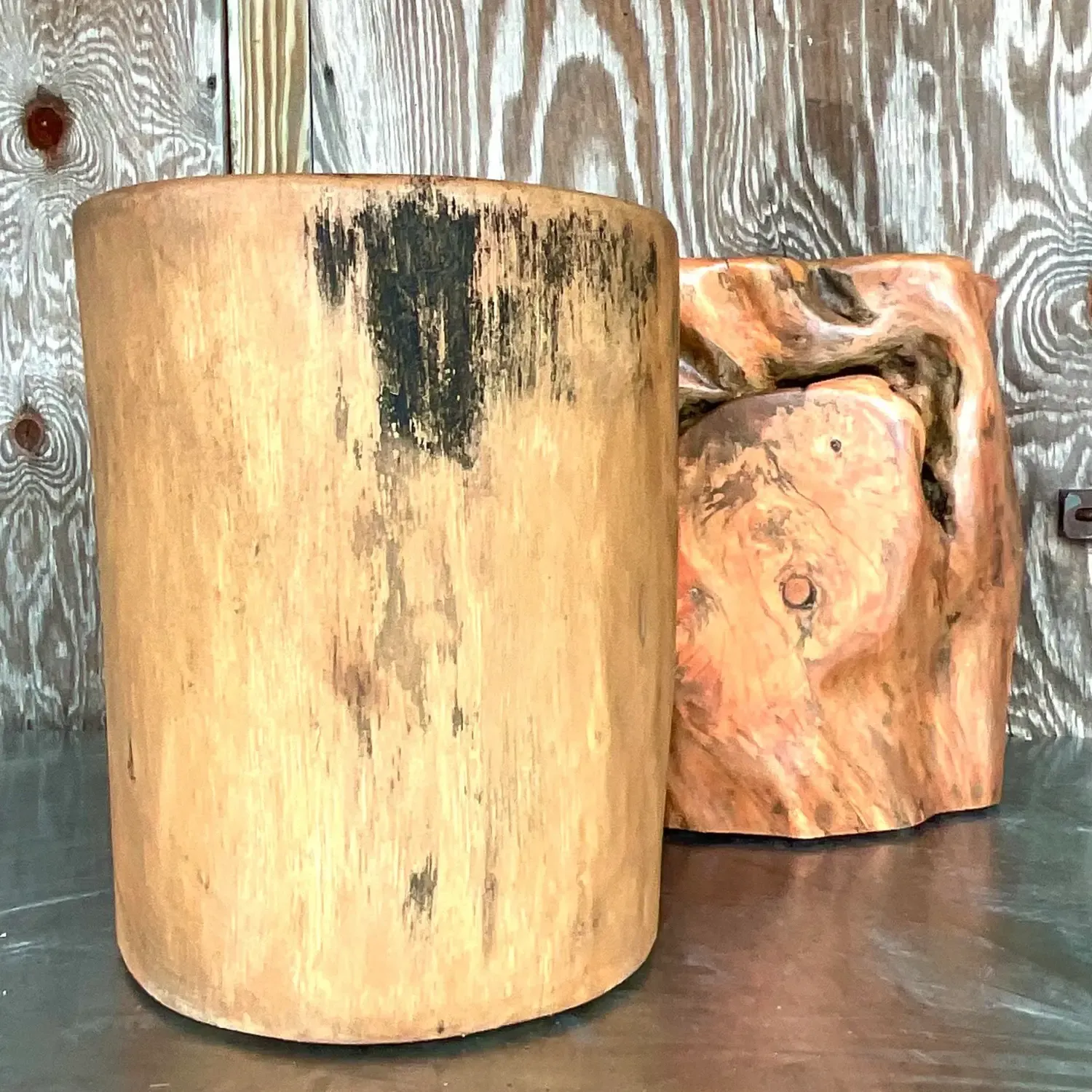 Boho Colored Tree Trunk Drinks Tables - Set of 2 — additional photo 2