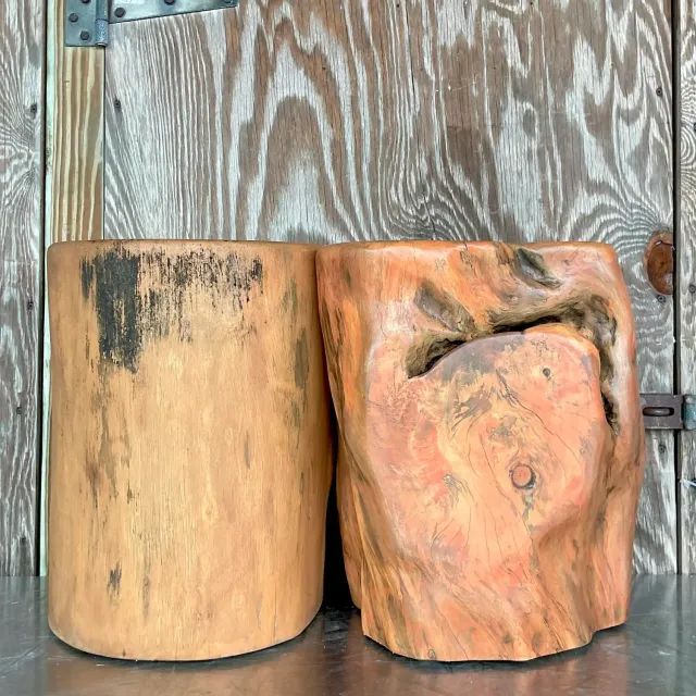 Boho Colored Tree Trunk Drinks Tables - Set of 2 — additional photo 5