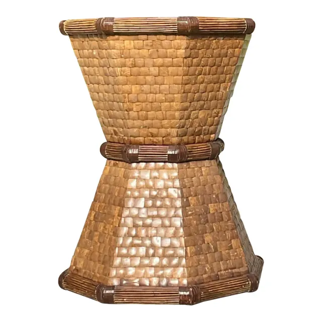 Boho Style Tessellated Coconut Shell Table Pedestal — additional photo 1