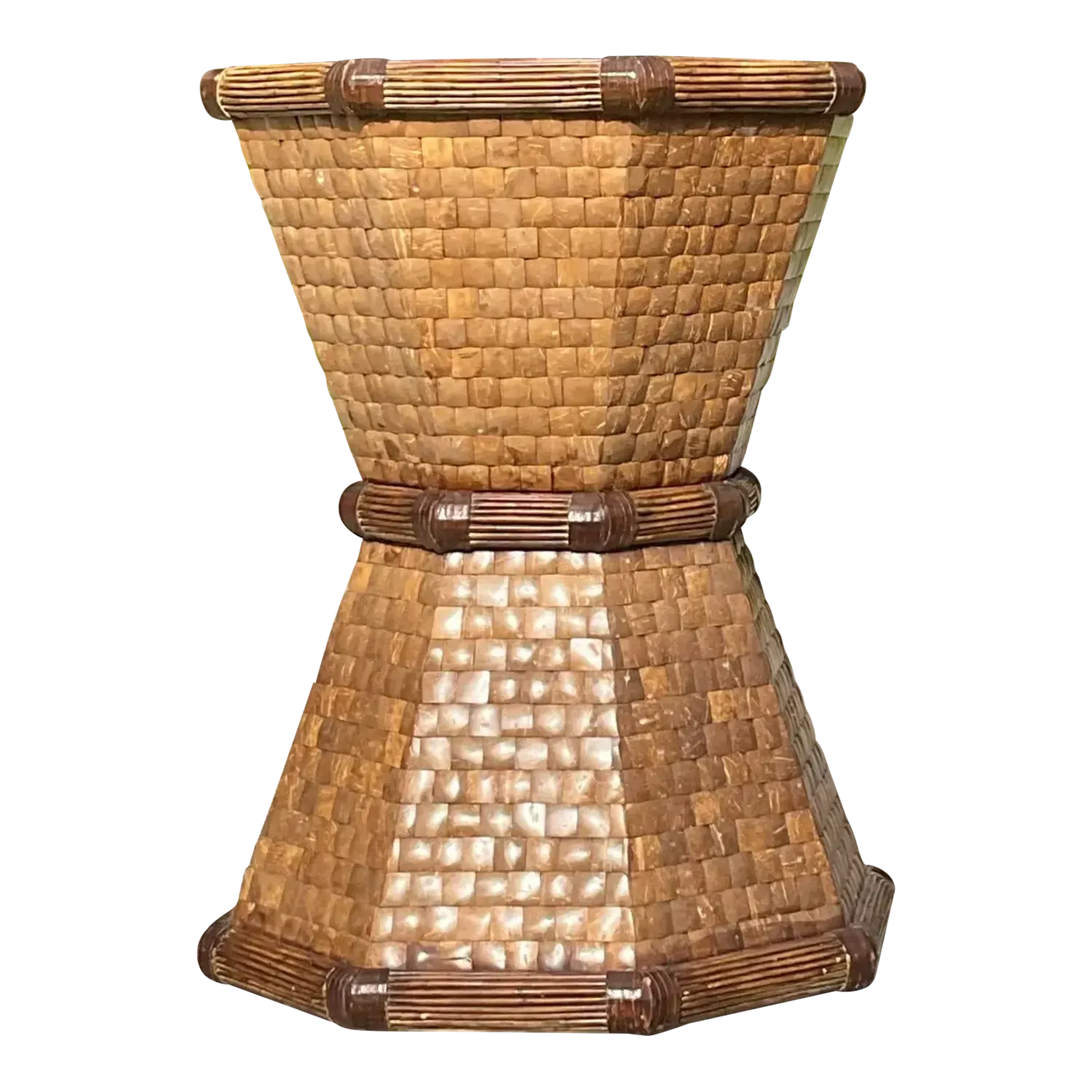 Boho Style Tessellated Coconut Shell Table Pedestal — additional photo 2
