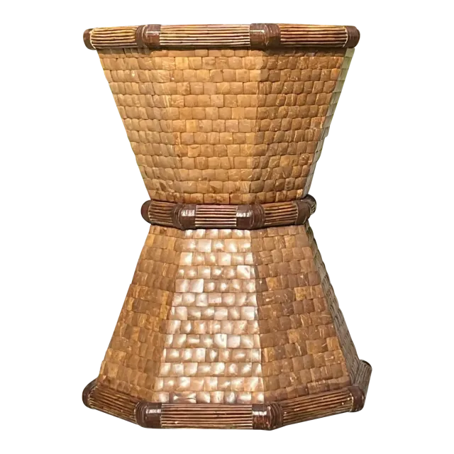 Boho Style Tessellated Coconut Shell Table Pedestal — additional photo 2