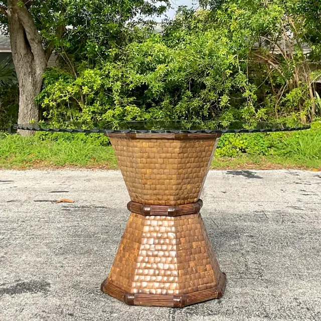 Boho Style Tessellated Coconut Shell Table Pedestal — additional photo 5