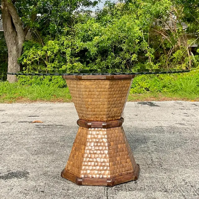 Boho Style Tessellated Coconut Shell Table Pedestal — additional photo 6