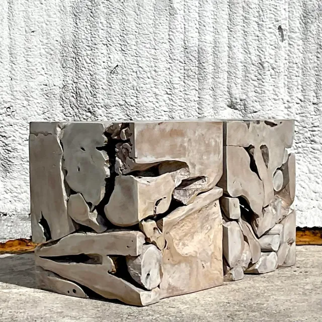 Boho Wood Puzzle Side Tables - a Pair — additional photo 4